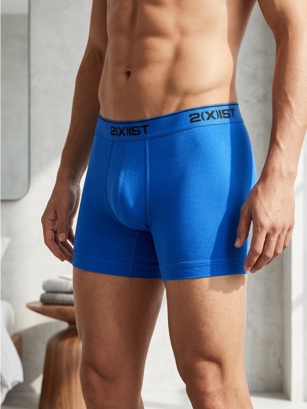 2xist Men's Blue Stretch Boxer Briefs with Branded Waistband
